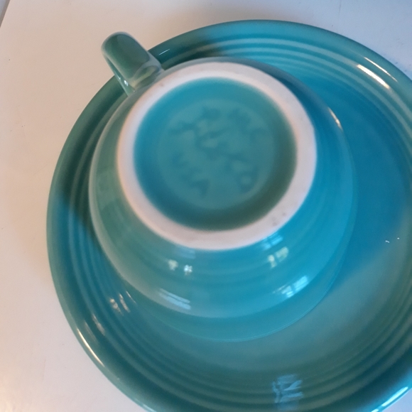 Fiestaware Aqua Cup and Saucer - Picture 3 of 4